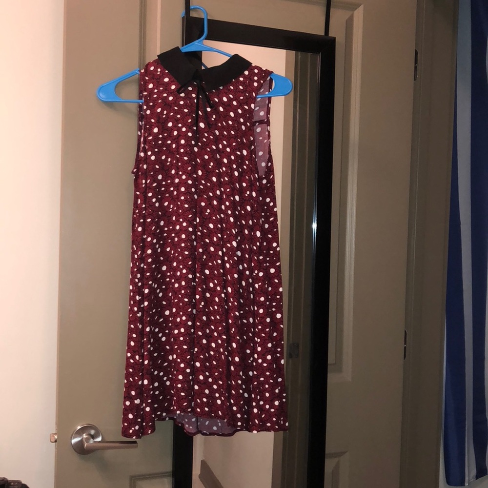 Collared red Flower print dress